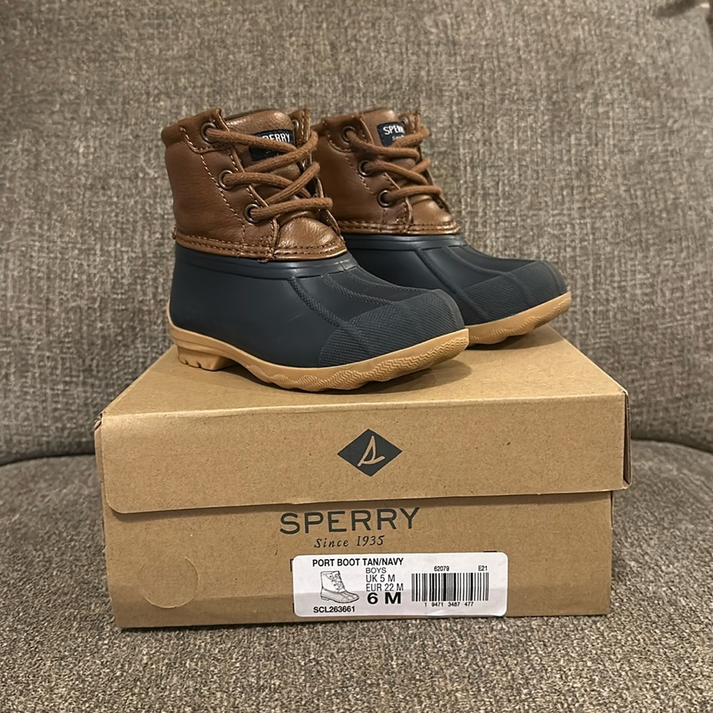 Sperry Port Boot - Brown/Navy - Size 6 Toddler
